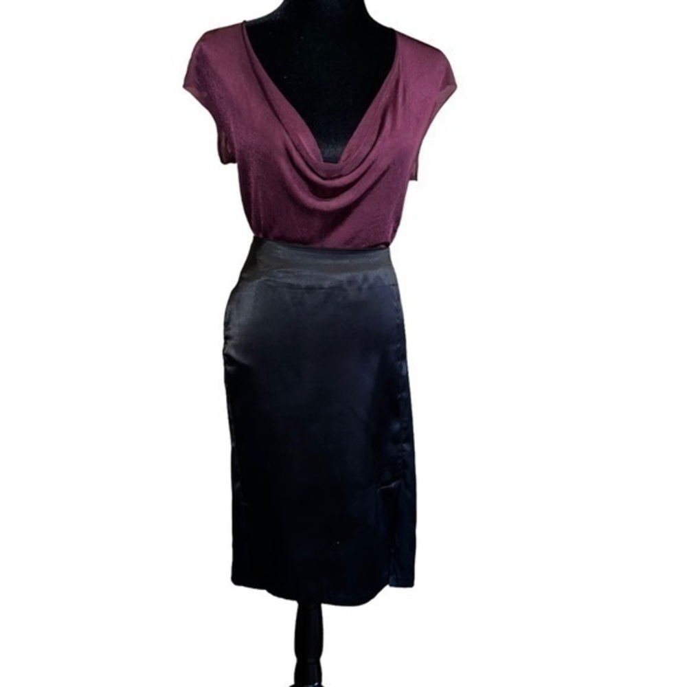 Charlotte Russe Silk Knee Length Black Skirt